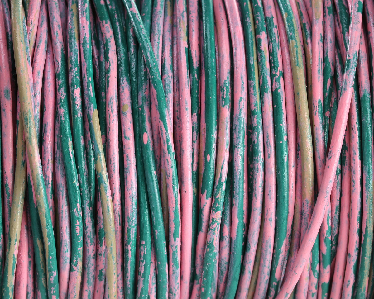 Forest Splash Round Leather Cord 2mm