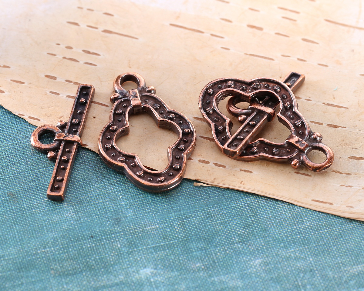 Mykonos Antique Copper (plated) Guinevere Toggle Clasp 21x31, Bar 29mm