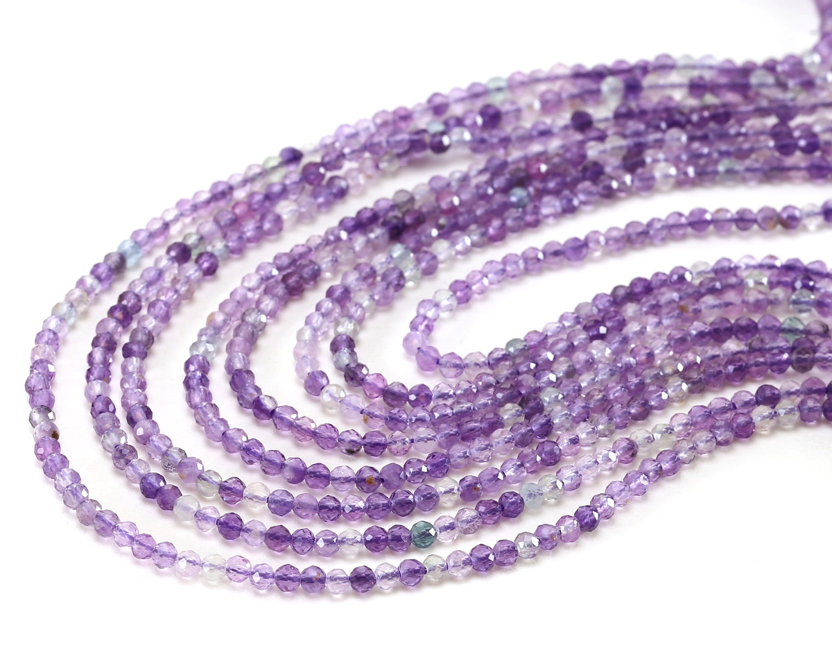 Purple Fluorite (AA) Microfaceted Round 2mm