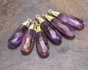 Amethyst Faceted Puff Teardrop Focal w/ Gold Finish 9x28mm