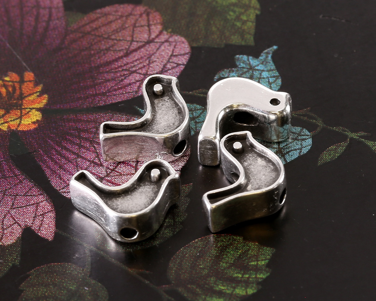 Antique Silver (plated) Bird Bead 8x12.5mm