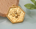 24K Gold (plated) Hexagon Bee Seal Focal 21x22mm