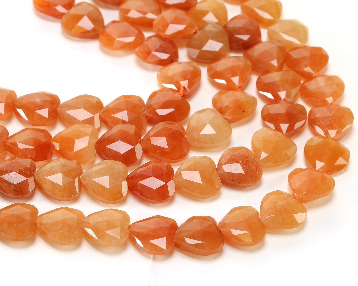 Red Aventurine Microfaceted Heart 13-14mm