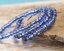 Czech Glass Textured Sapphire w/ Gold Lining Trica Beads 3x4mm