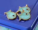 24K Gold (plated) Turquoise Pearl Enamel Fish Pendant 15mm