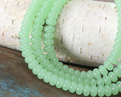 Green Tea Opal Glass Rondelle 5x8mm