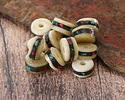 Nepalese Coral & Turquoise Inlay Bone Wheel 5-6x10-11mm