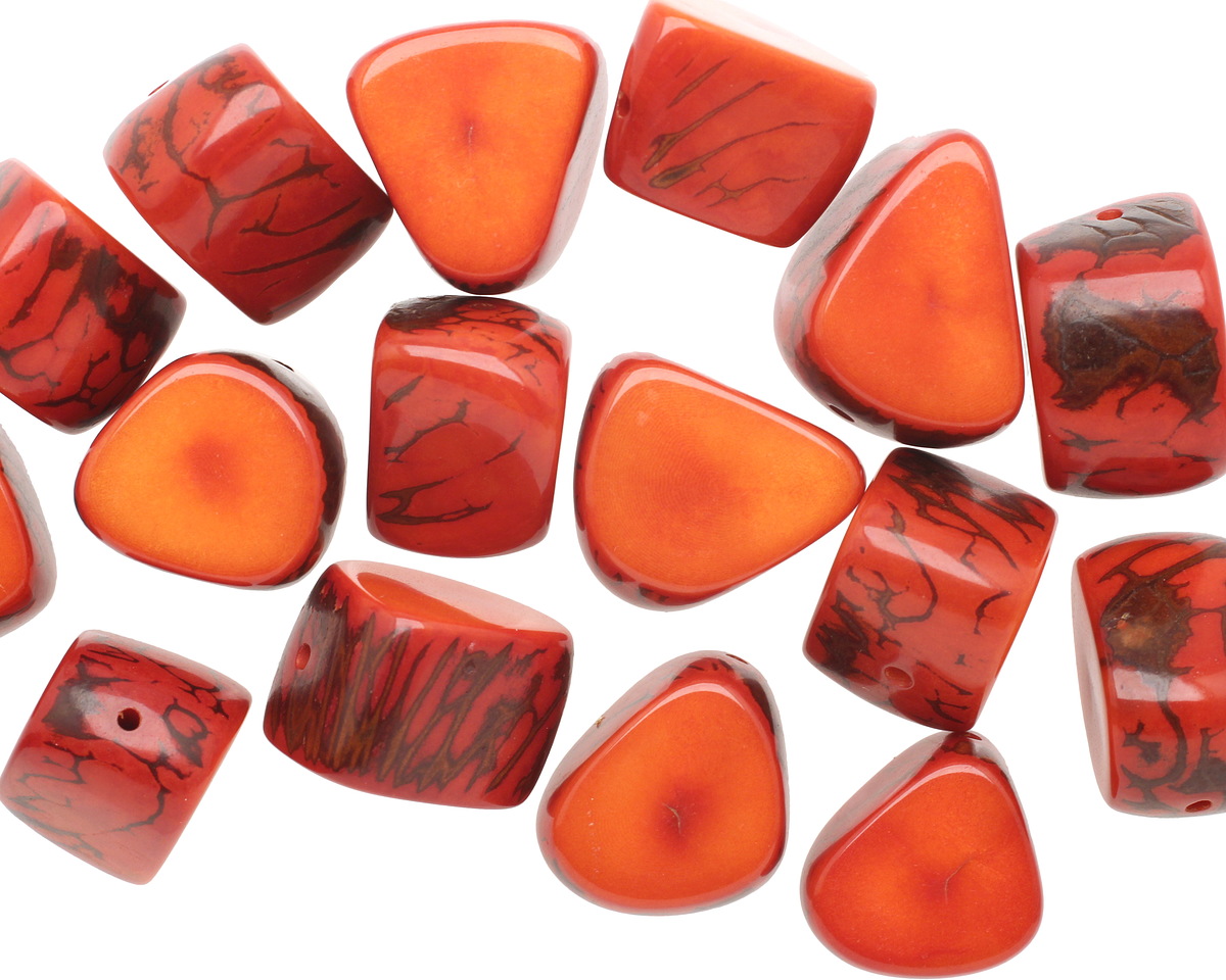 Tagua Nut Orange Thick Slice 16-18x26-32mm