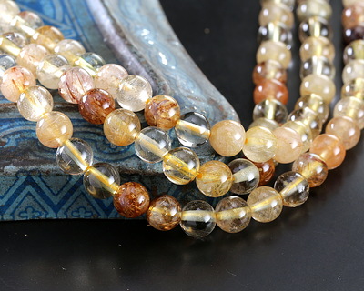 Gold Red Rutilated Quartz (A) Round 6mm