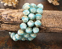 Czech Glass Textured Aquamarine Waters w/ Gold Wash Chandelier Cut 8mm