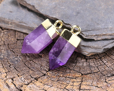 Amethyst Point w/ Gold Finish 8x16mm