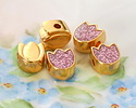 24K Gold (plated) Lilac Glitter Enamel Tulip Bead 7.5x9mm