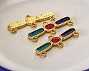 24K Gold (plated) Red, Green & Blue Transparent Enamel Oval & Rectangle 1:3 Focal Link 30x11mm