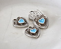 TierraCast Antique Silver (plated) Light Sky Blue Enamel Heart in Heart Shaped Focal 12.5x14mm