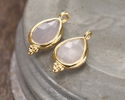 Blue Rose Quartz w/ Gold Finish Faceted Teardrop Focal 10x12mm