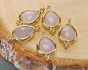 Blue Rose Quartz w/ Gold Finish Faceted Teardrop Focal 10x12mm