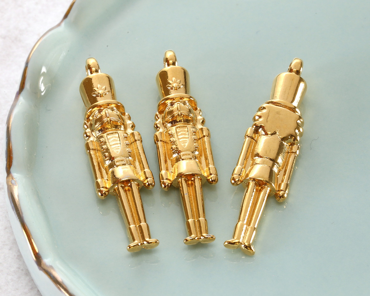 24K Gold (plated) Nutcracker Pendant 11x45mm