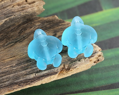 Turquoise Bay Beach-Style Glass Small Sea Turtle 20x15mm