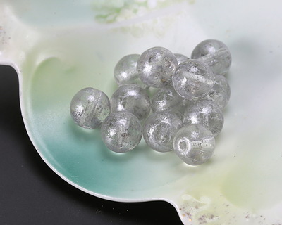 Czech Glass Crystal w/ Silver Wash Round Druk 8mm