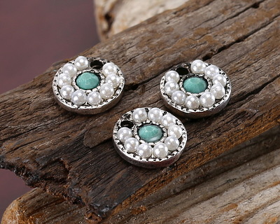 Antique Silver (plated) Mermaid Treasure Coin Charm 9mm