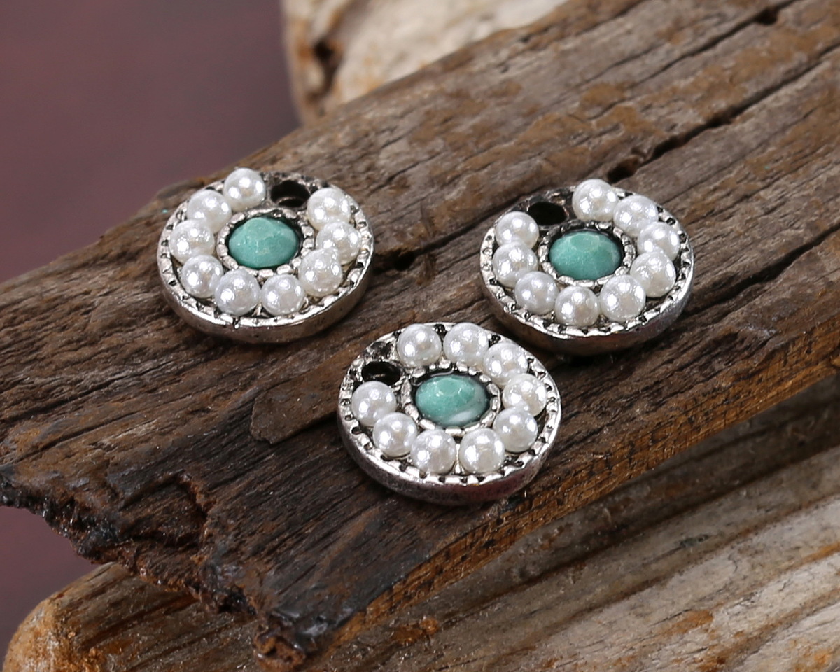 Antique Silver (plated) Mermaid Treasure Coin Charm 9mm