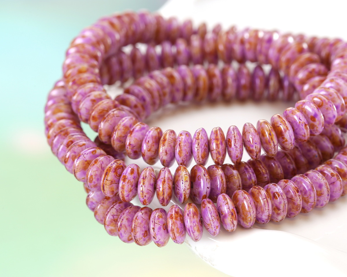 Czech Glass Thistle Picasso Spacer 2x6mm