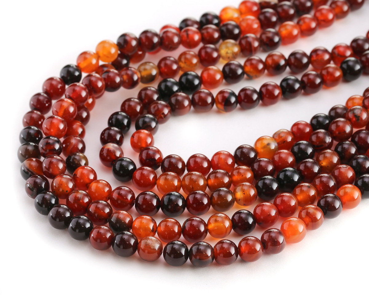 Orange & Black Agate Round 8mm