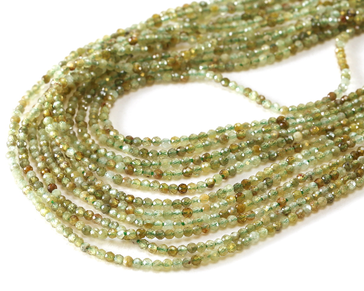 Green Garnet Microfaceted Round 2mm