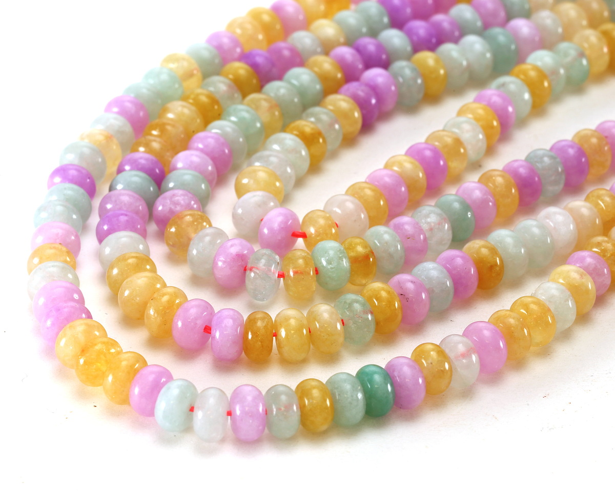 Spring Flowers Mix Agate Rondelle 5x8mm