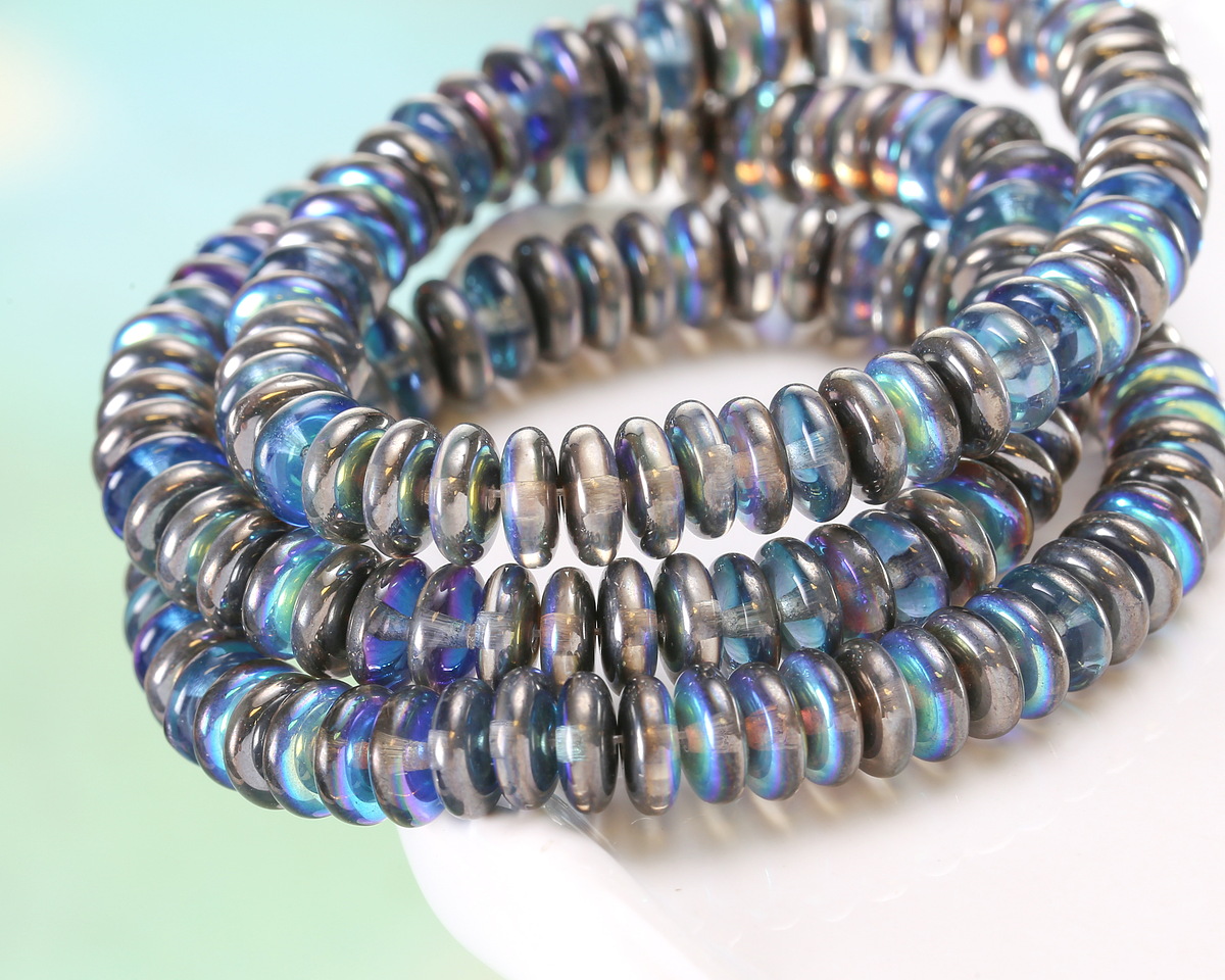 Czech Glass Crystal AB w/ Silver Finish Spacer 2x6mm