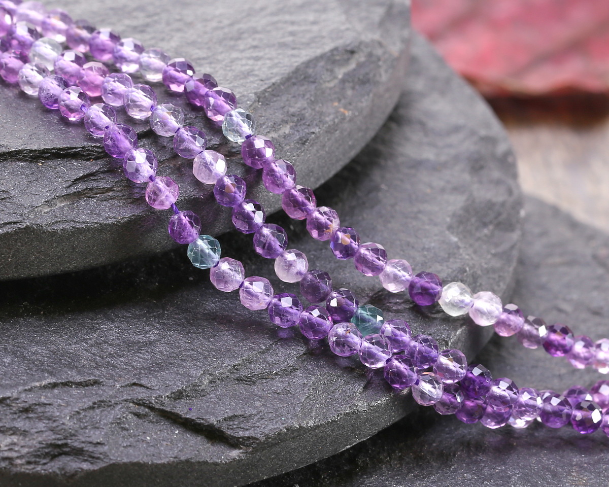 Purple Fluorite (AA) Microfaceted Round 4mm