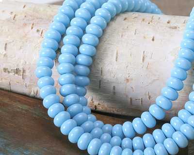 Blue Turquoise Glass Rondelle 5x8mm
