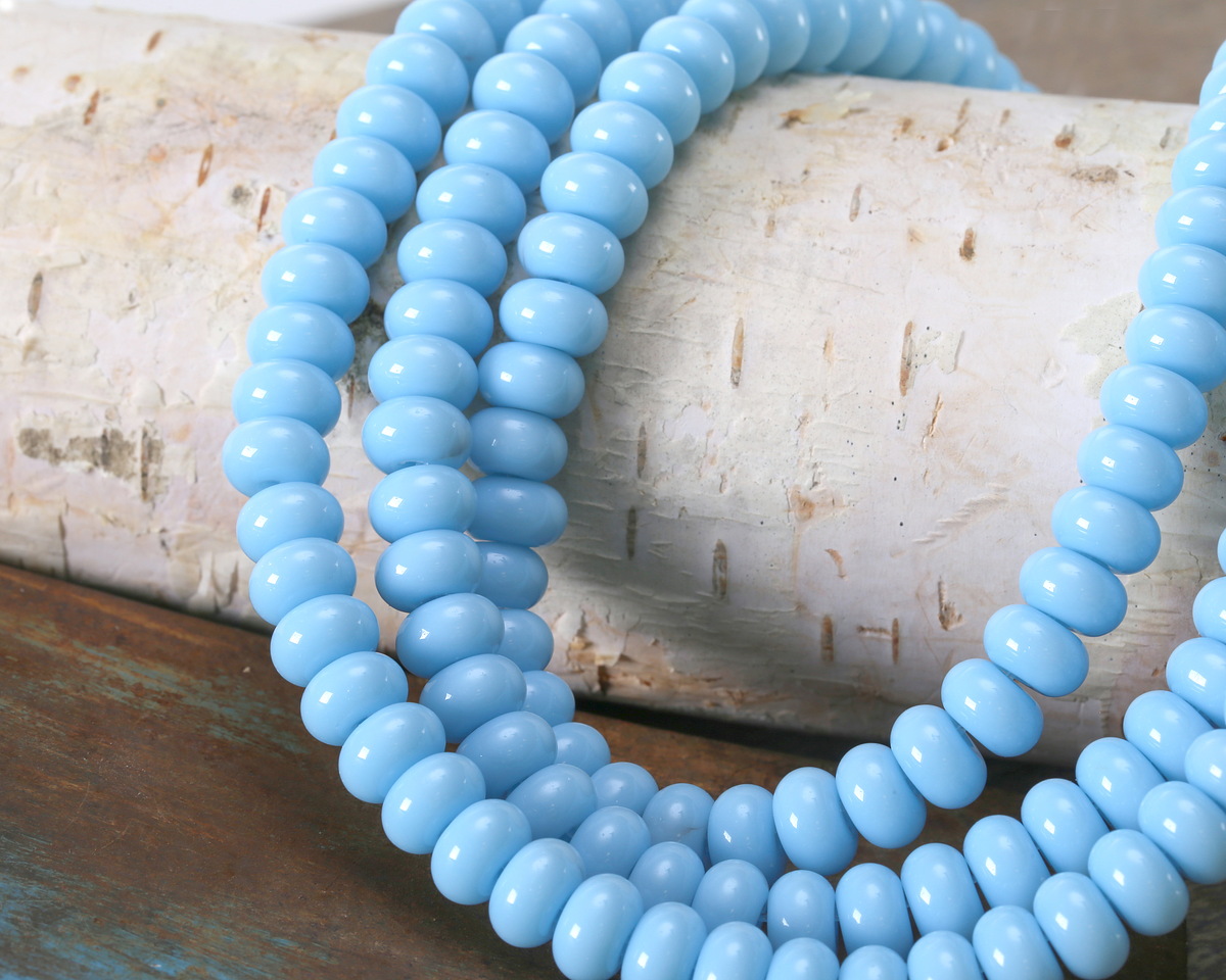 Blue Turquoise Glass Rondelle 5x8mm