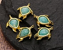 Brazil Amazonite w/ Gold Finish Sea Turtle Focal 15x19mm