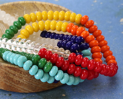Rainbow Mix Glass Rondelle 5x8mm