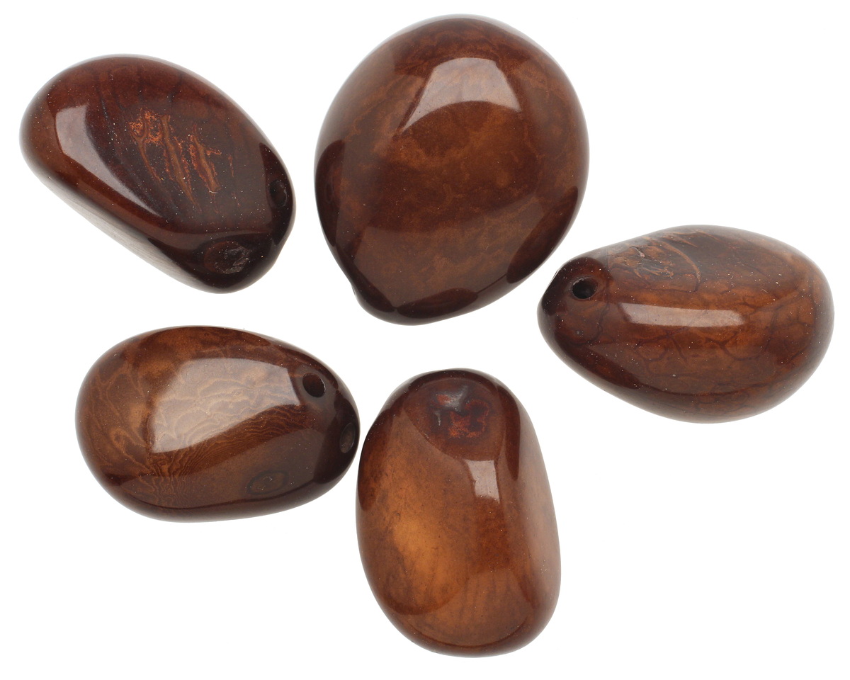 Tagua Nut Dark Brown Nugget (3-hole) 22-30x37-42mm