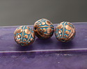 Patina Blue Copper (plated) Lots of Dots Round 10mm
