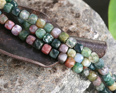 Fancy Jasper Faceted Cube 4mm