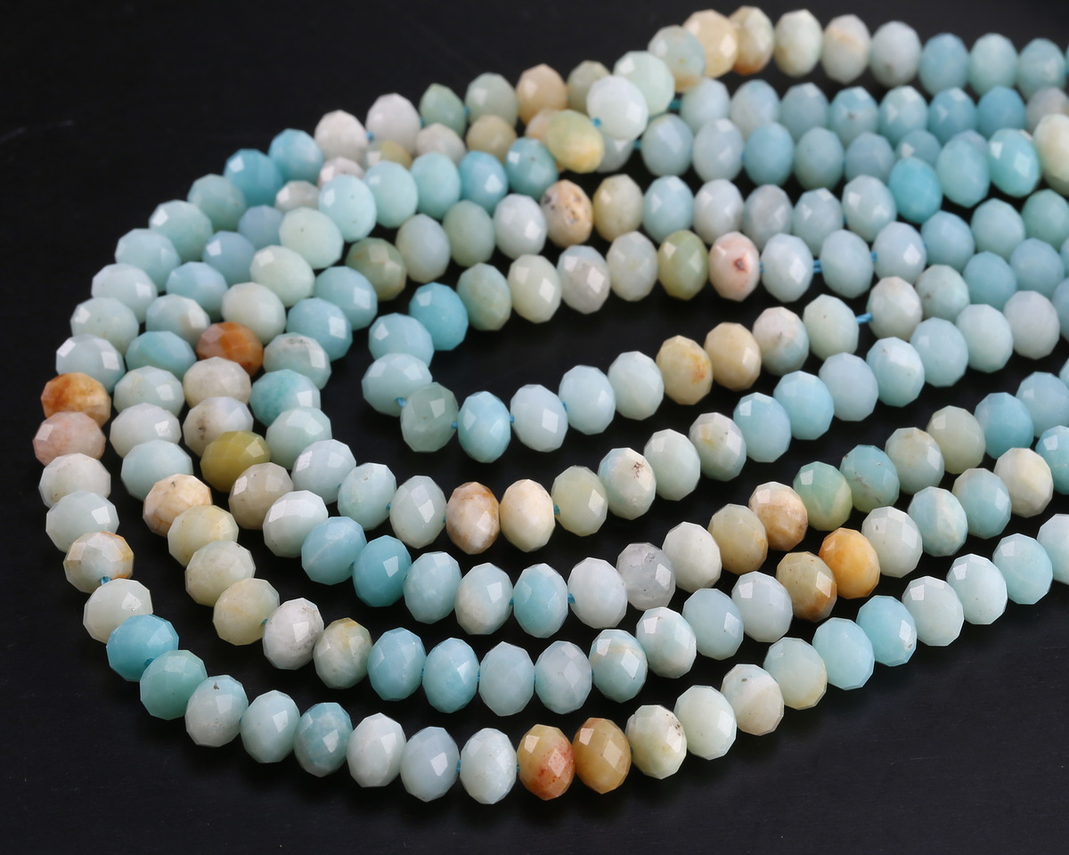 Black Gold Amazonite (Ombré) Faceted Rondelle 4x6mm