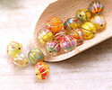 Czech Glass (German Glass) Tropical Mix w/ Gold Melon Round 10mm