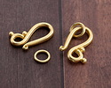 Satin Hamilton Gold (plated) Dewdrop Hook & Eye Clasp 20x13mm, 7mm Ring