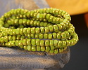 Czech Glass Avocado w/ Antique Gold Trica Beads 3x4mm