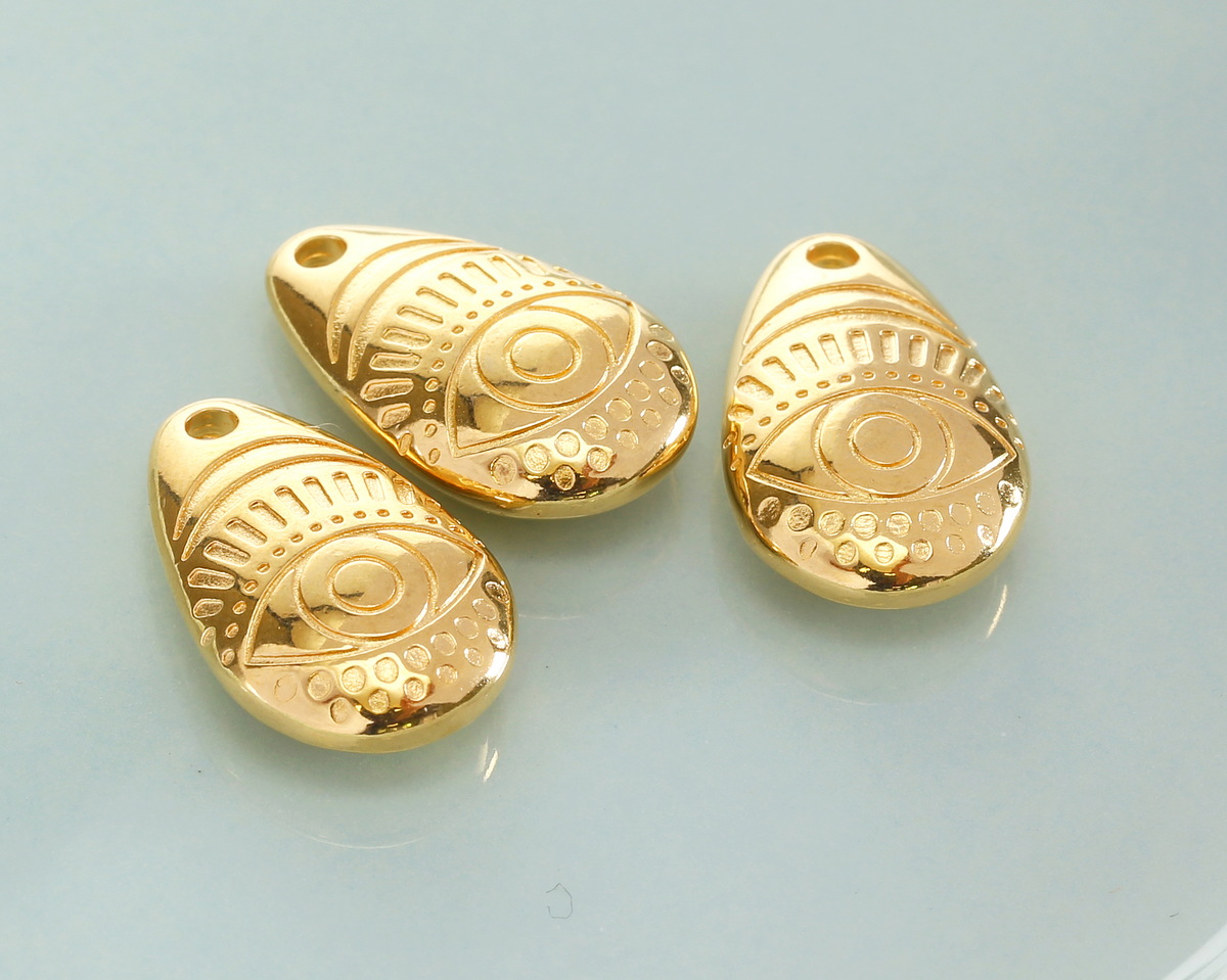 24K Gold (plated) Eye Puff Teardrop Focal 13x20mm