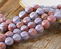 Czech Glass Lupine w/ Silver Melon Round 8mm