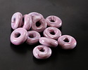 Unicorne Beads Glass Marbled Lavender Donut 4-6x9-11mm