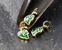 18k Gold (plated) Green Enamel Leaf Focal 7x12.5mm