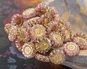 Czech Glass Ballerina w/ Gold Sunflower 13mm