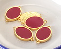 24K Gold (Plated) Cranberry Enamel Oval Focal Link 27x16mm
