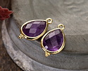 Amethyst w/ Gold Finish Faceted Teardrop Focal 12x21mm