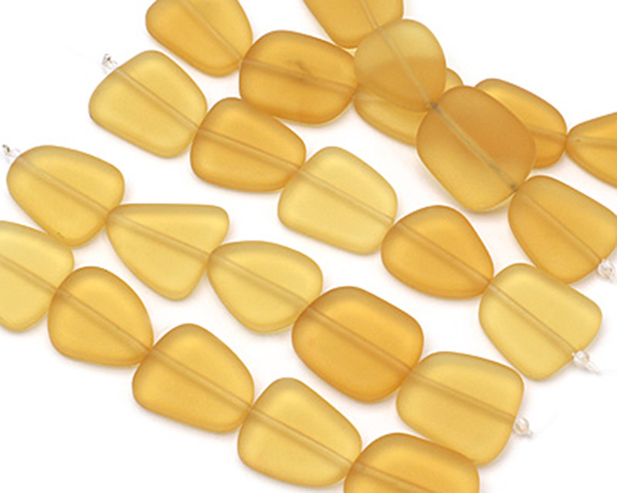 Desert Gold Beach-Style Glass Flat Freeform 21-23x18-20mm